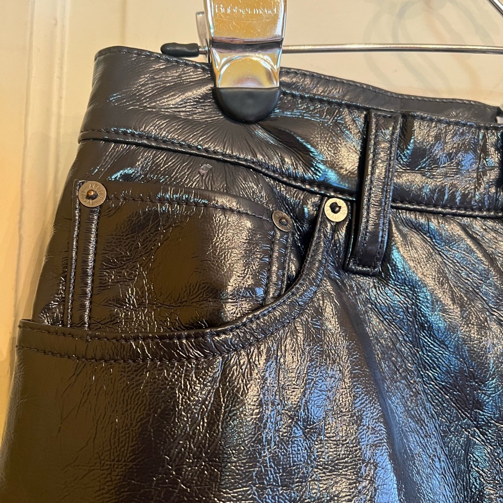 AGOLDE Recycled Leather 90s Pinch Waist High Rise Straight Pants Detox | size 28 - Picture 4 of 10